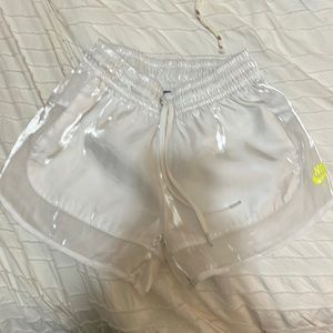 Nike metallic white neon yellow shorts